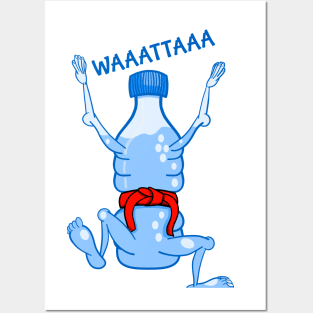 Funny Water Bottle Karate Attack Posters and Art